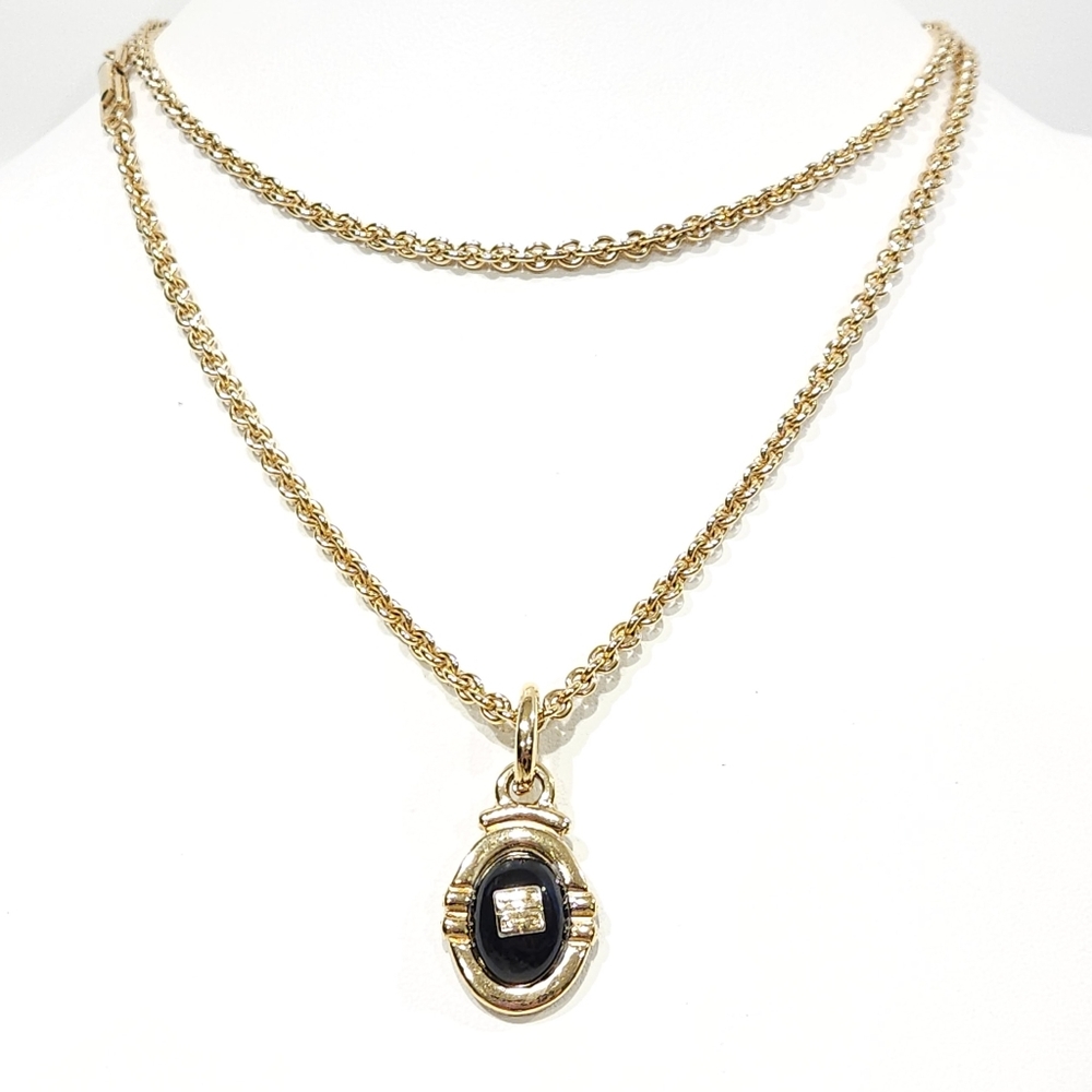 Givenchy Vintage Long Chain Logo Pendant Necklace